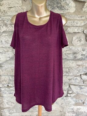 Purple Cold-Shoulder Tee